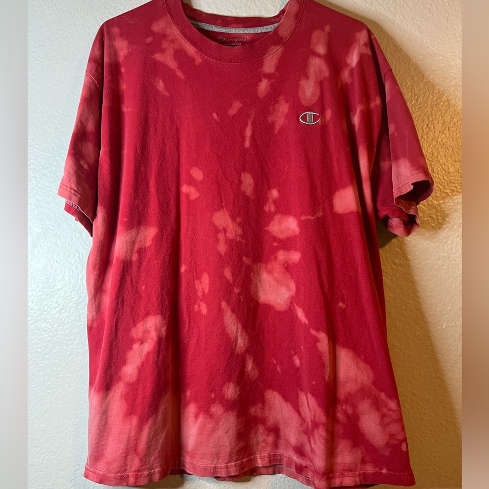 Champion Men’s Red reverse bleach die short sleeve - XL
